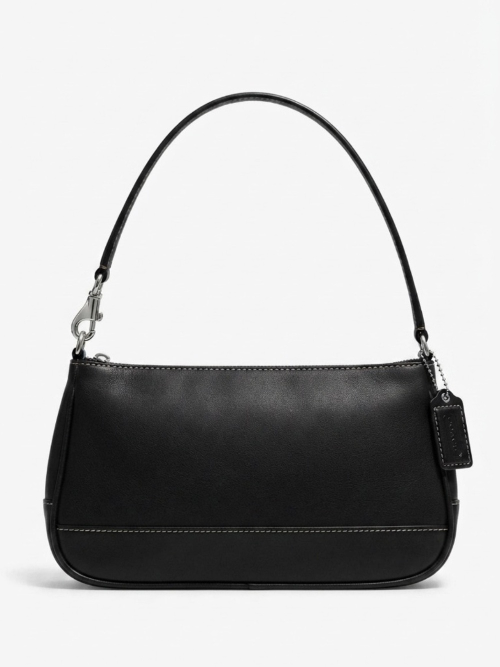 COACH Vintage Hamptons Demi Baguette Underarm Shoulder Bag in Black Leather